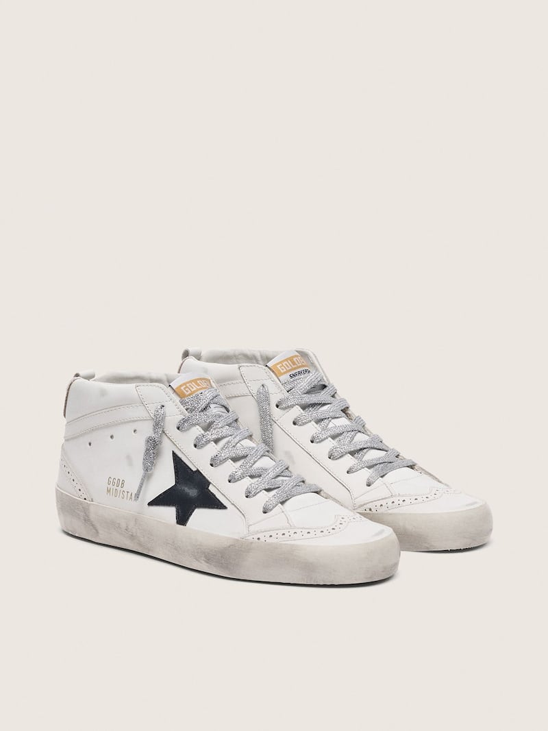 Golden Goose - Women's Mid Star with laminated heel tab and glitter laces in 