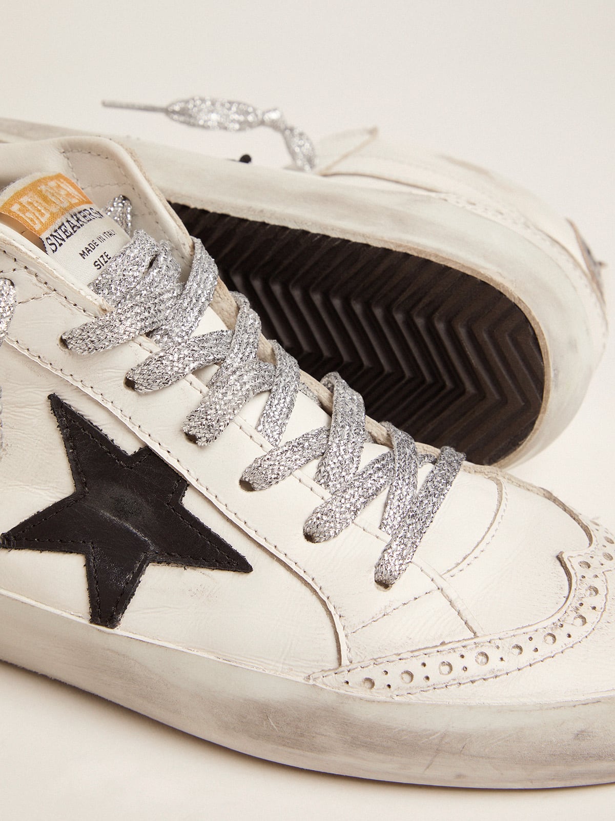 Women's Mid Star with laminated heel tab and glitter laces | Golden Goose