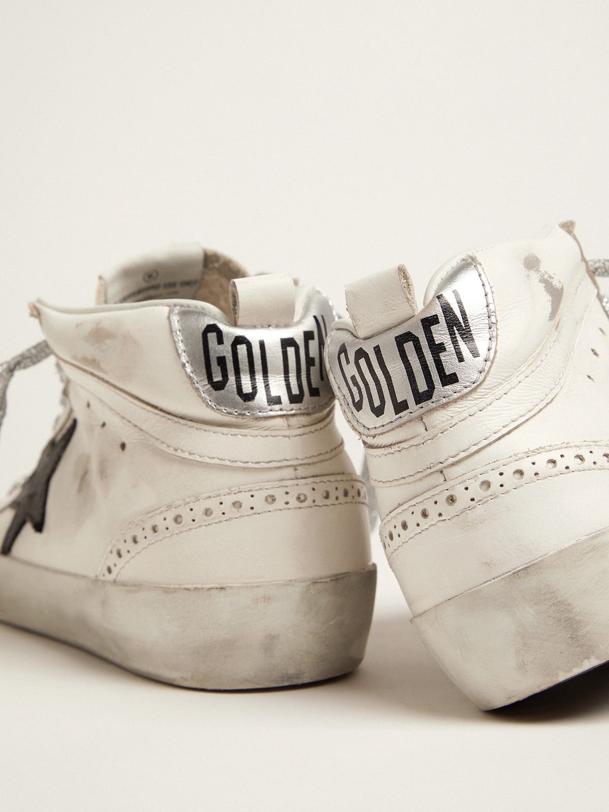 Golden Goose - Mid Star para mujer con talón de piel laminada y cordones de purpurina in 