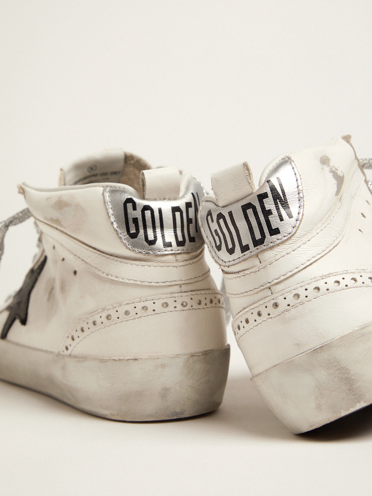 Golden Goose - Women's Mid Star with laminated heel tab and glitter laces in