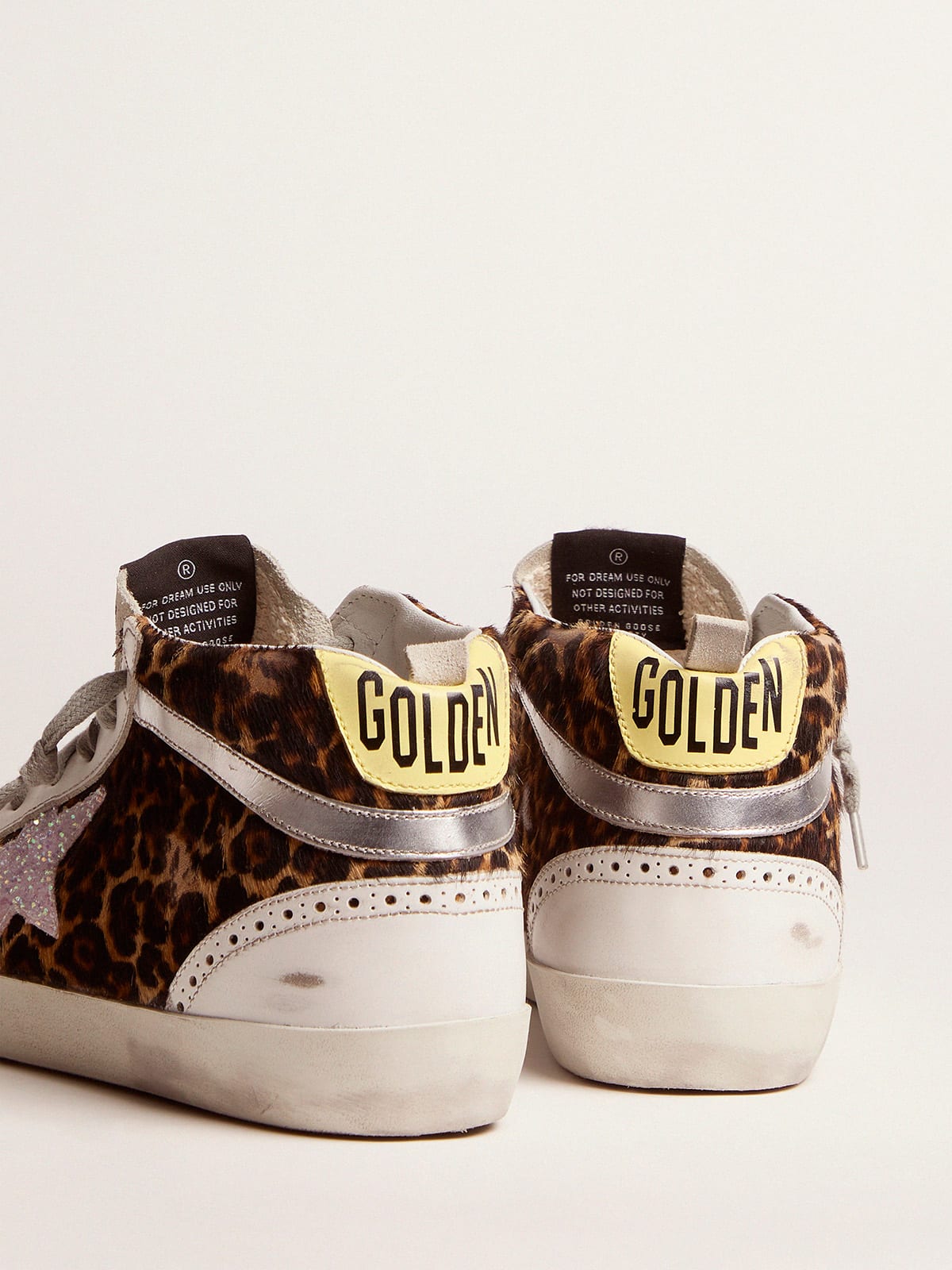 Golden Goose - Mid-Star sneakers LTD in leopard-print pony skin with glittery star in 