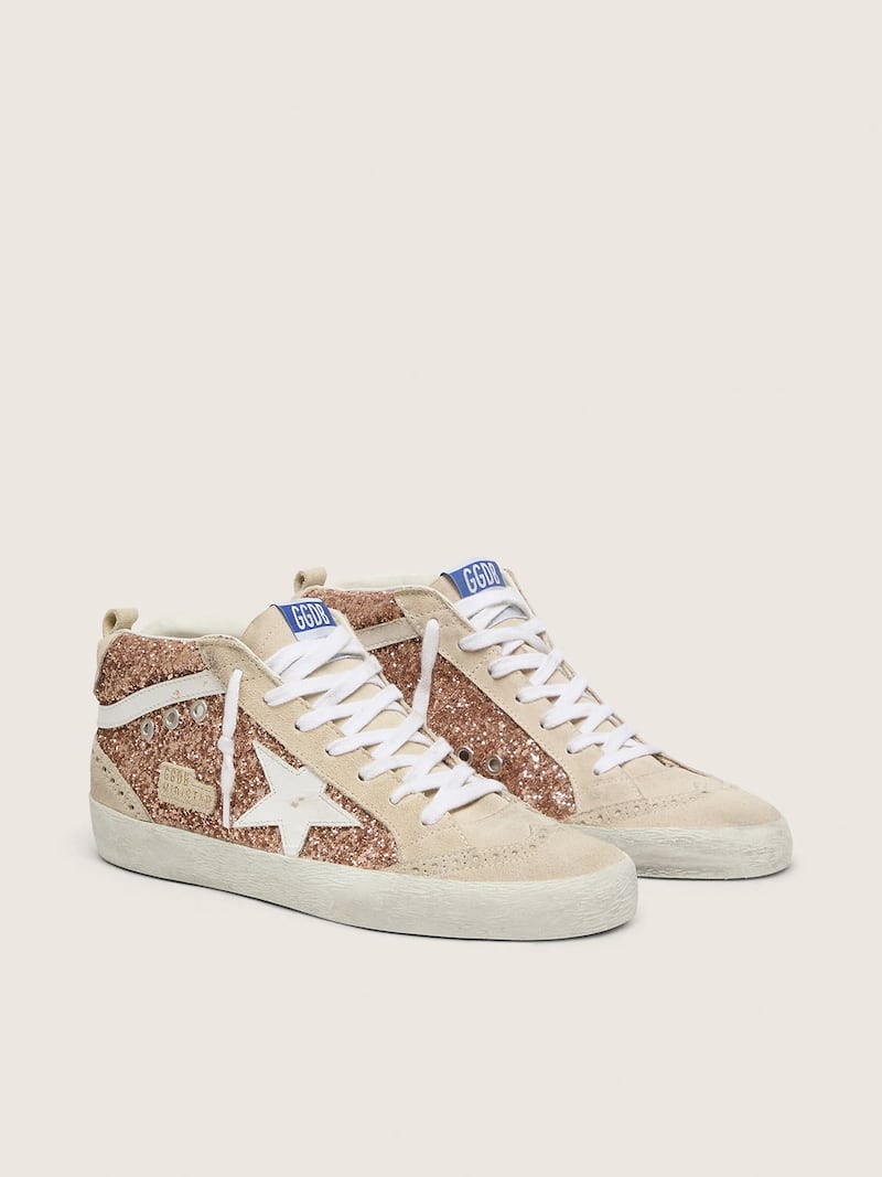 Golden Goose - Women's Mid Star with pink glitter in 