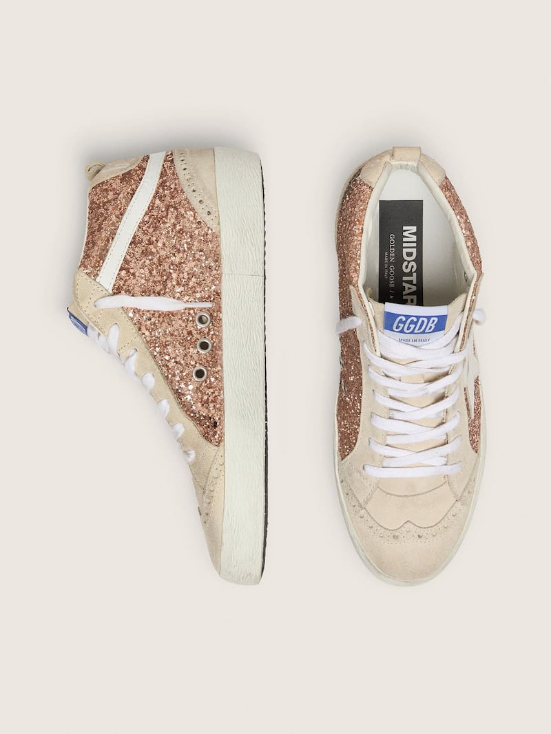 Golden Goose - Women's Mid Star with pink glitter in 