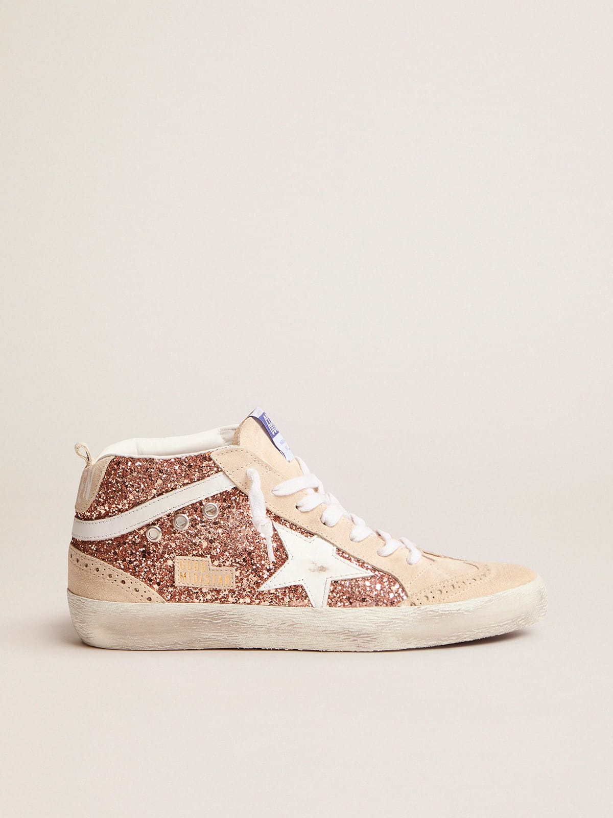 Women s Mid Star with pink glitter Golden Goose