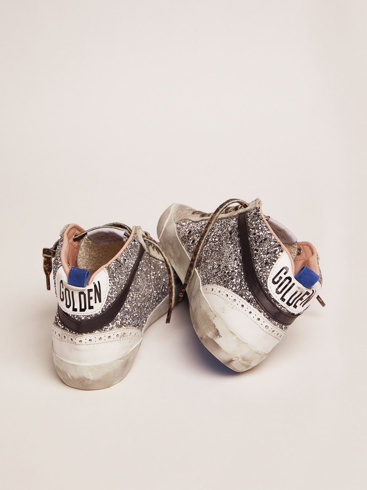 Golden Goose - Mid Star sneakers with silver glitter upper and pale pink star in 