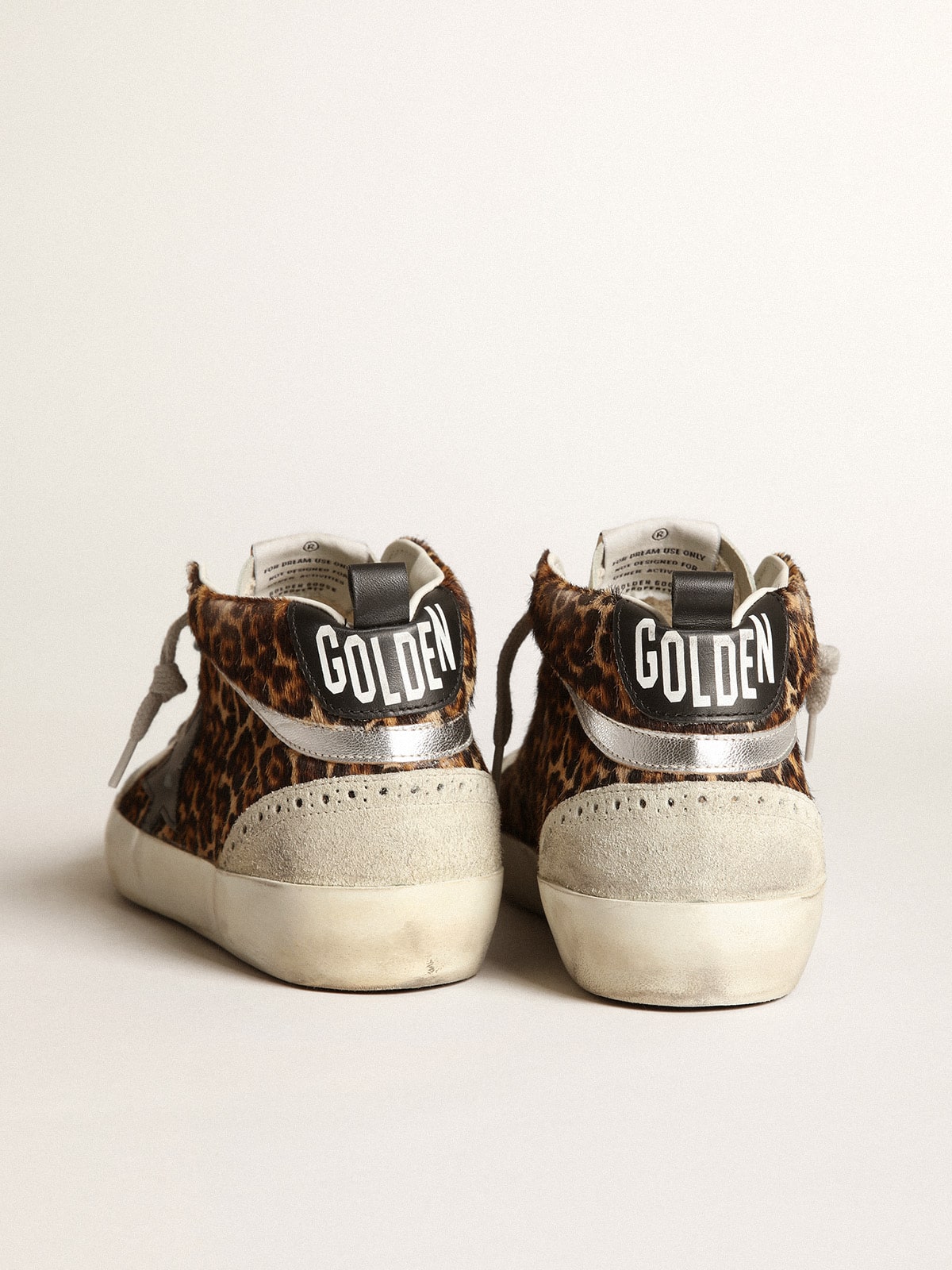 Golden Goose - Women's Mid Star in leopard print pony skin with black star in 