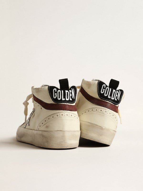 Golden Goose - Mid Star LTD in white nappa leather with silver glitter star in 