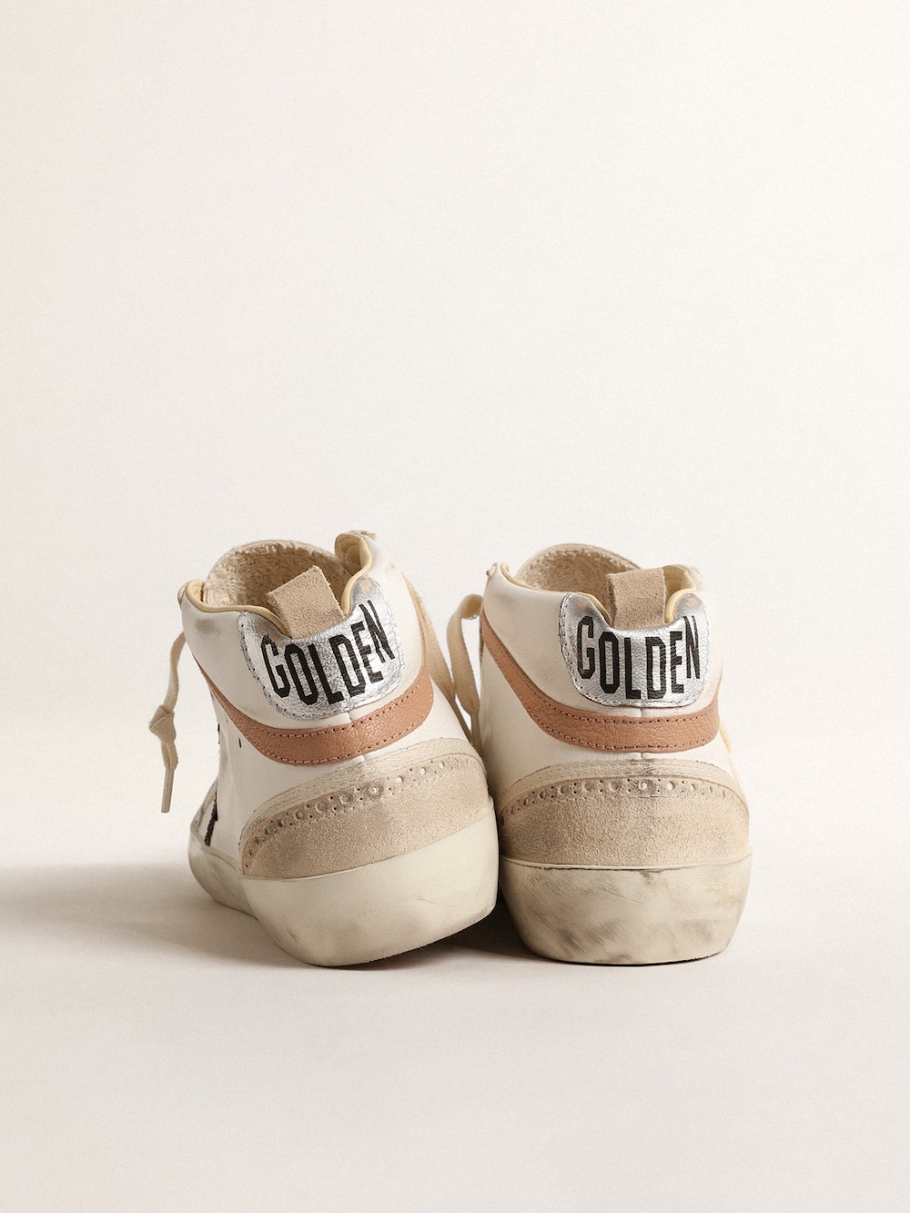 Golden Goose - Mid Star LTD in nappa with glitter star and nude leather flash in 