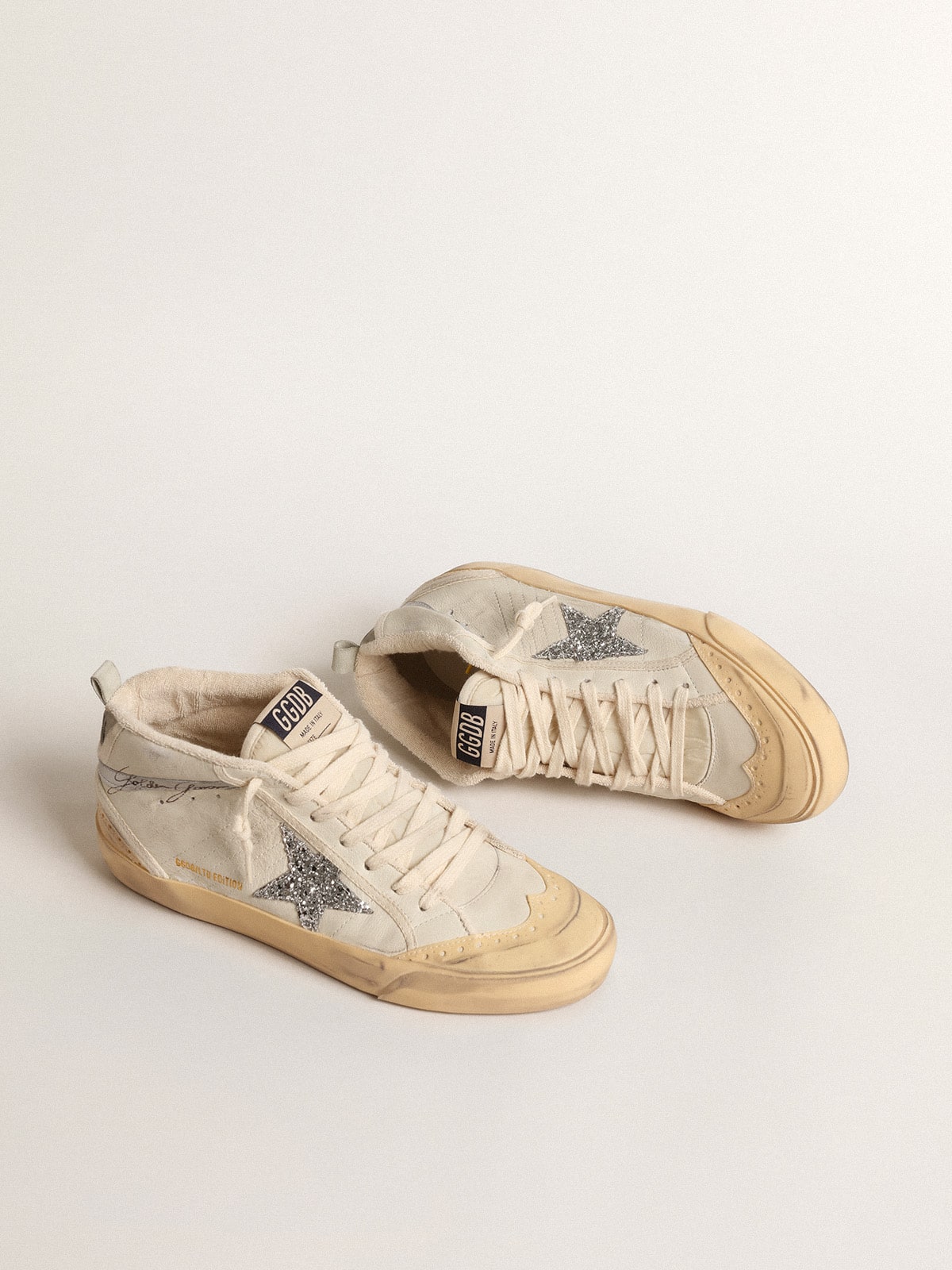 Golden Goose - Mid Star LTD with glitter star and metallic leather flash in 