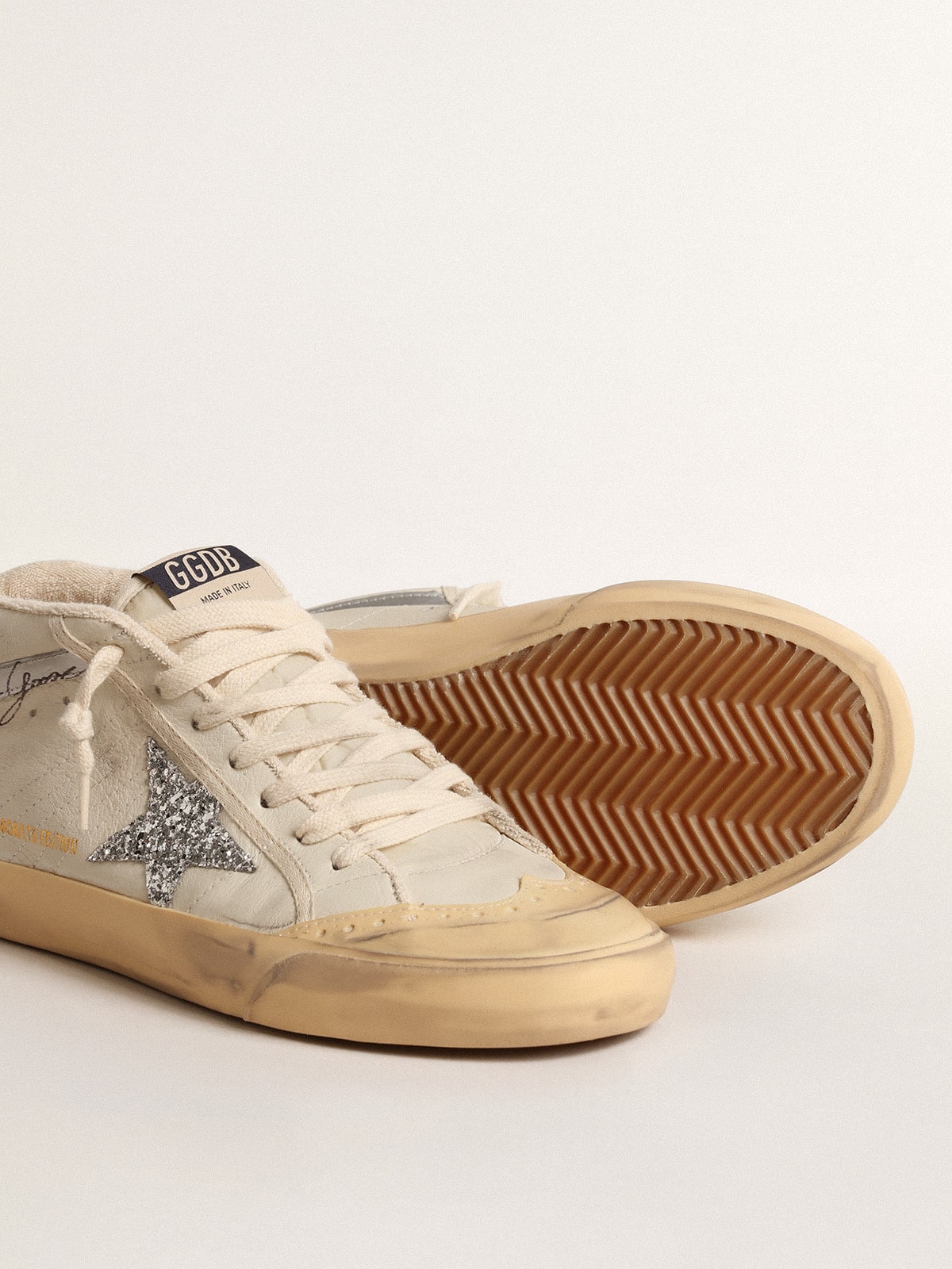 Golden Goose - Mid Star LTD with glitter star and metallic leather flash in 