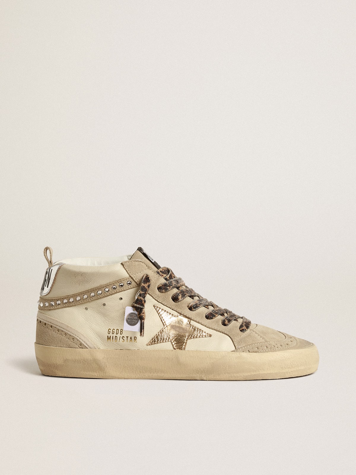 Golden Goose - Mid Star with metallic leather star and Swarovski crystal flash in 