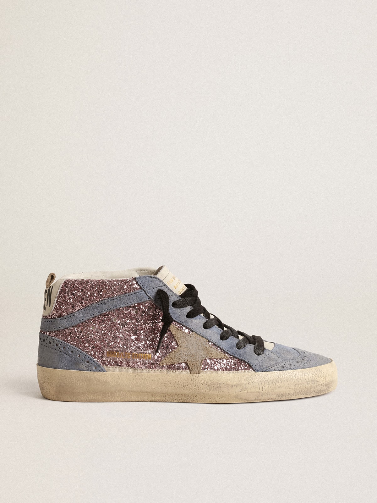 Mid Star LTD a paillettes lilas avec empiecements en daim bleu Golden Goose