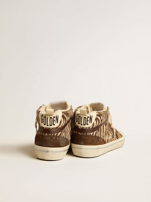 Golden Goose - Mid Star LTD in zebra-print pony skin with suede star and brown flash in 