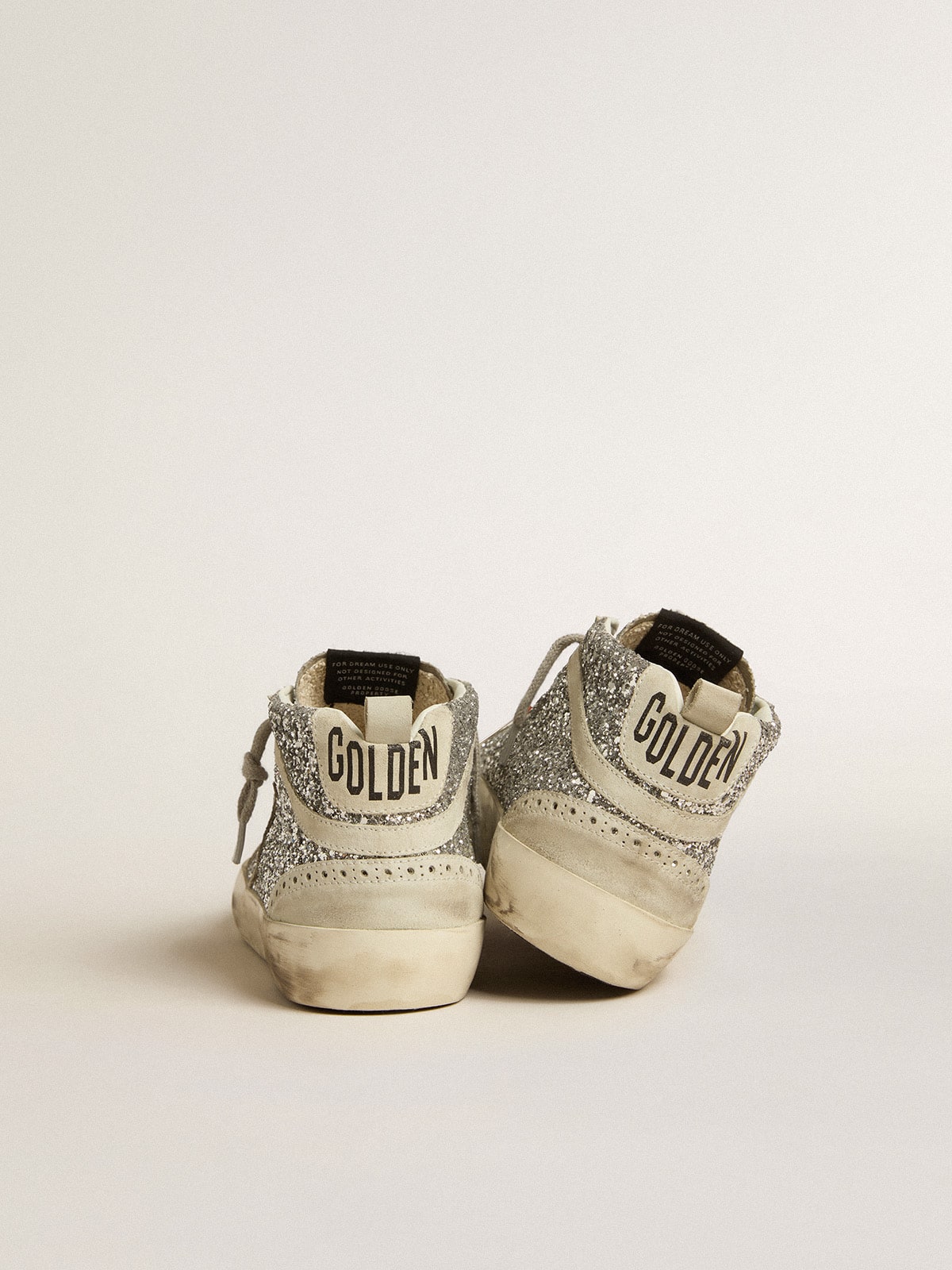 Golden Goose - Mid Star in silver glitter with ice-gray suede star and flash in 