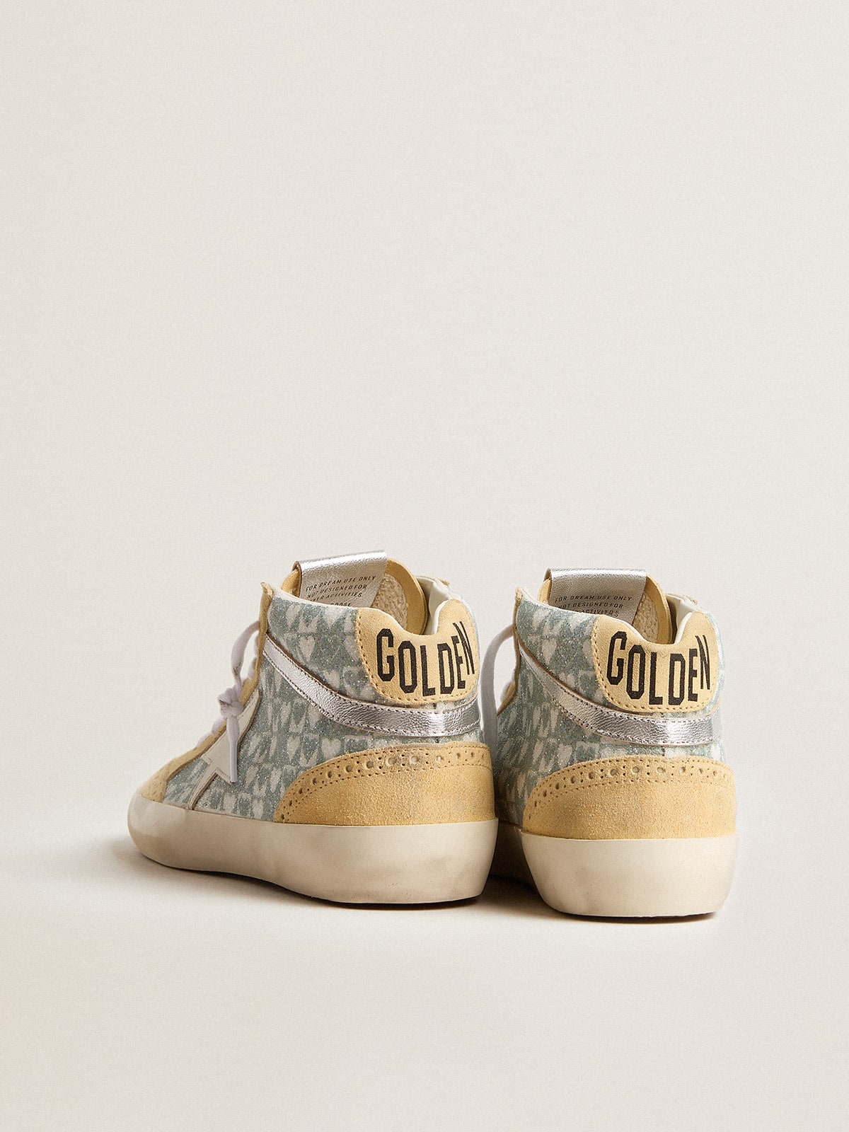 Golden Goose - Mid Star with heart print in Swarovski crystals and silver flash in 