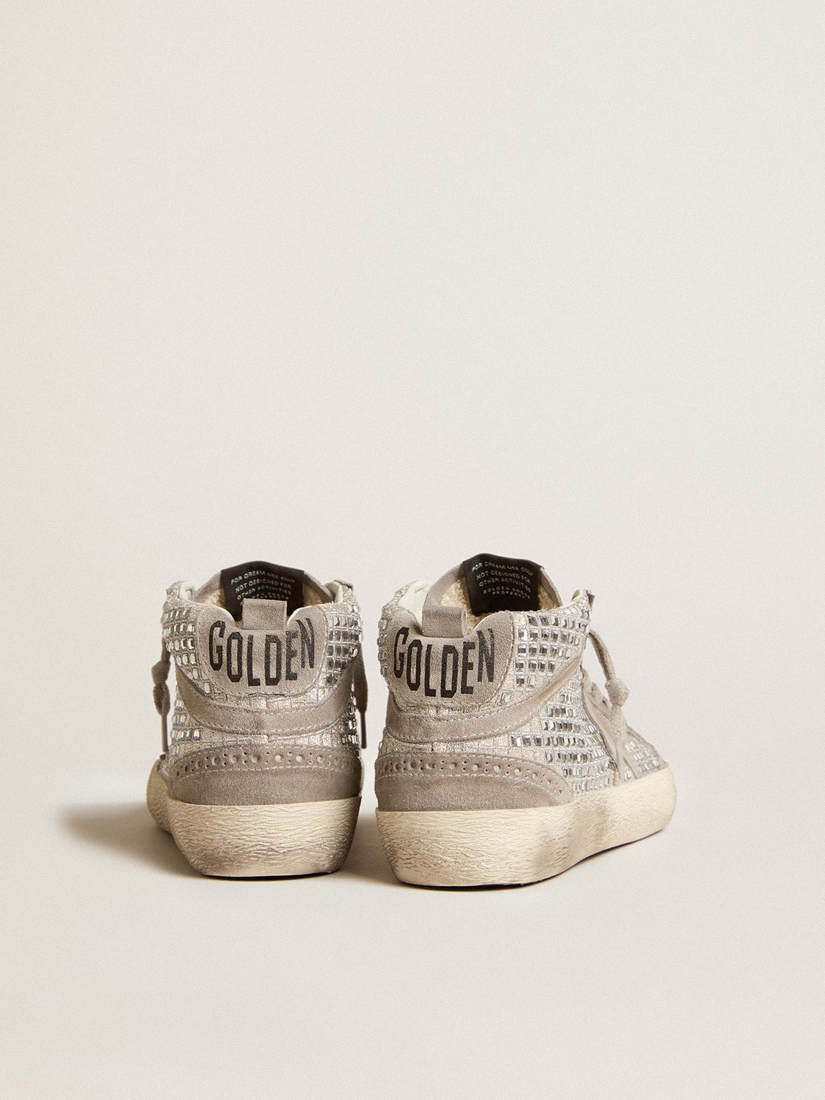 Golden Goose - Mid Star in silver suede with Swarovski crystals and suede star in 