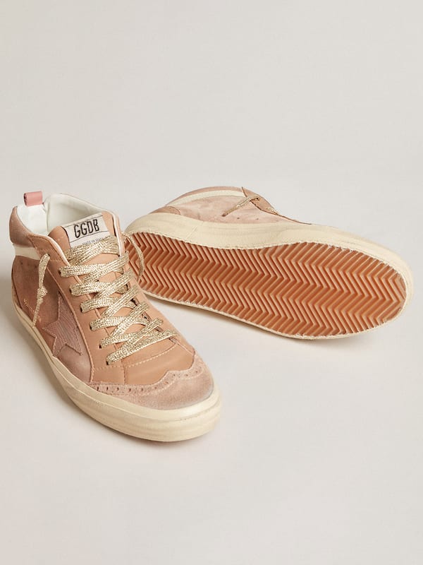 Golden Goose - Mid Star LTD in pink suede with pink lizard-print leather star in 