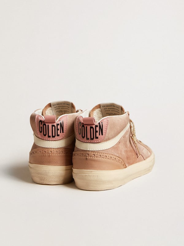 Golden Goose - Women's Mid Star LTD in pink suede with pink lizard-print leather star in 