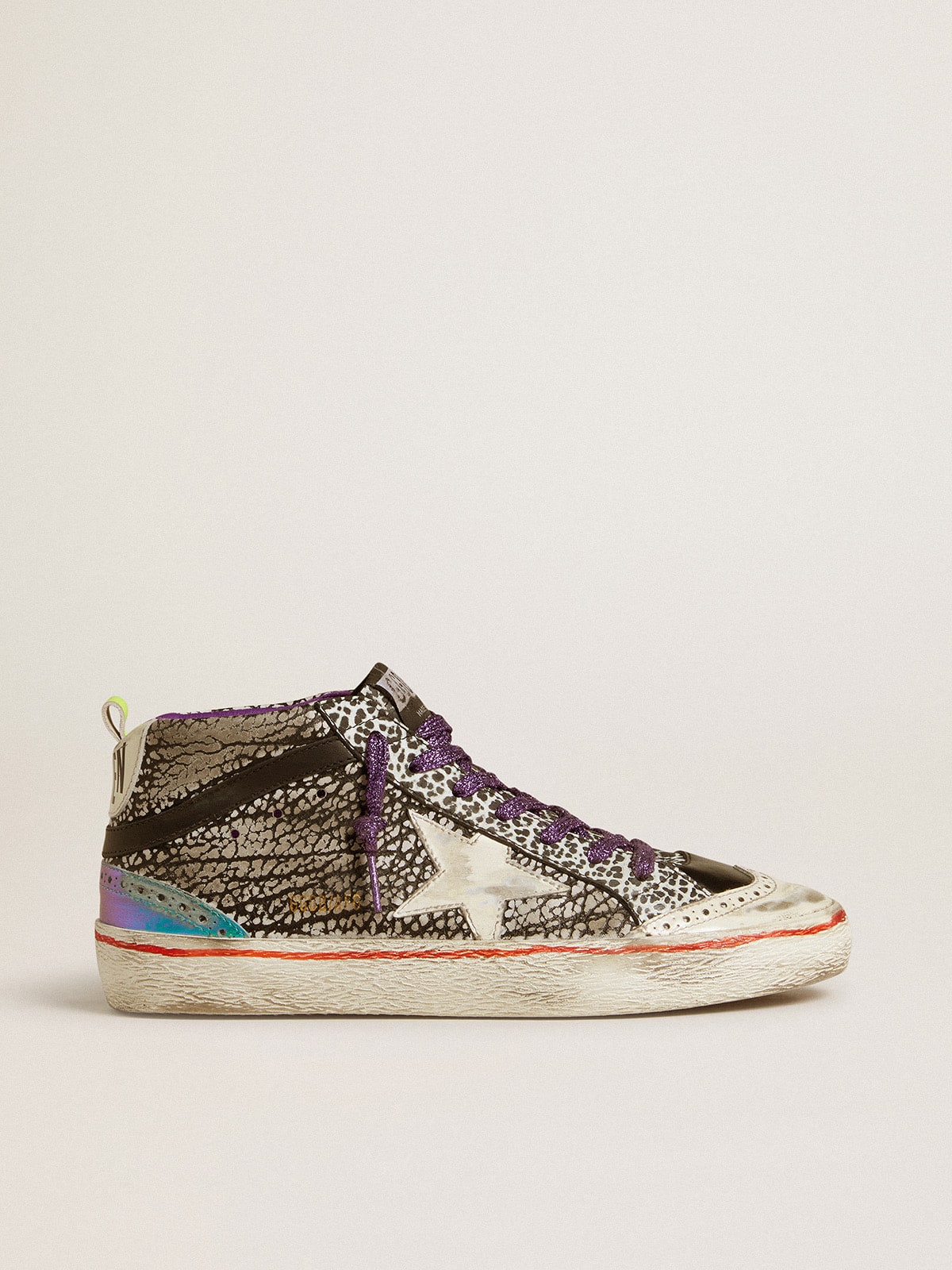 Golden Goose - Mid Star Feminino LAB de couro animal print e estrela branca in 