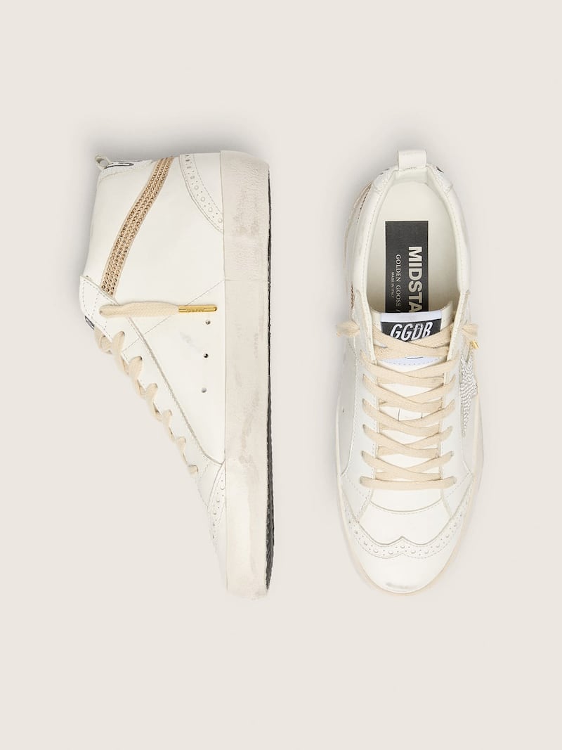 Golden Goose - Mid Star  with star and heel tab in suede with Swarovski crystals in 
