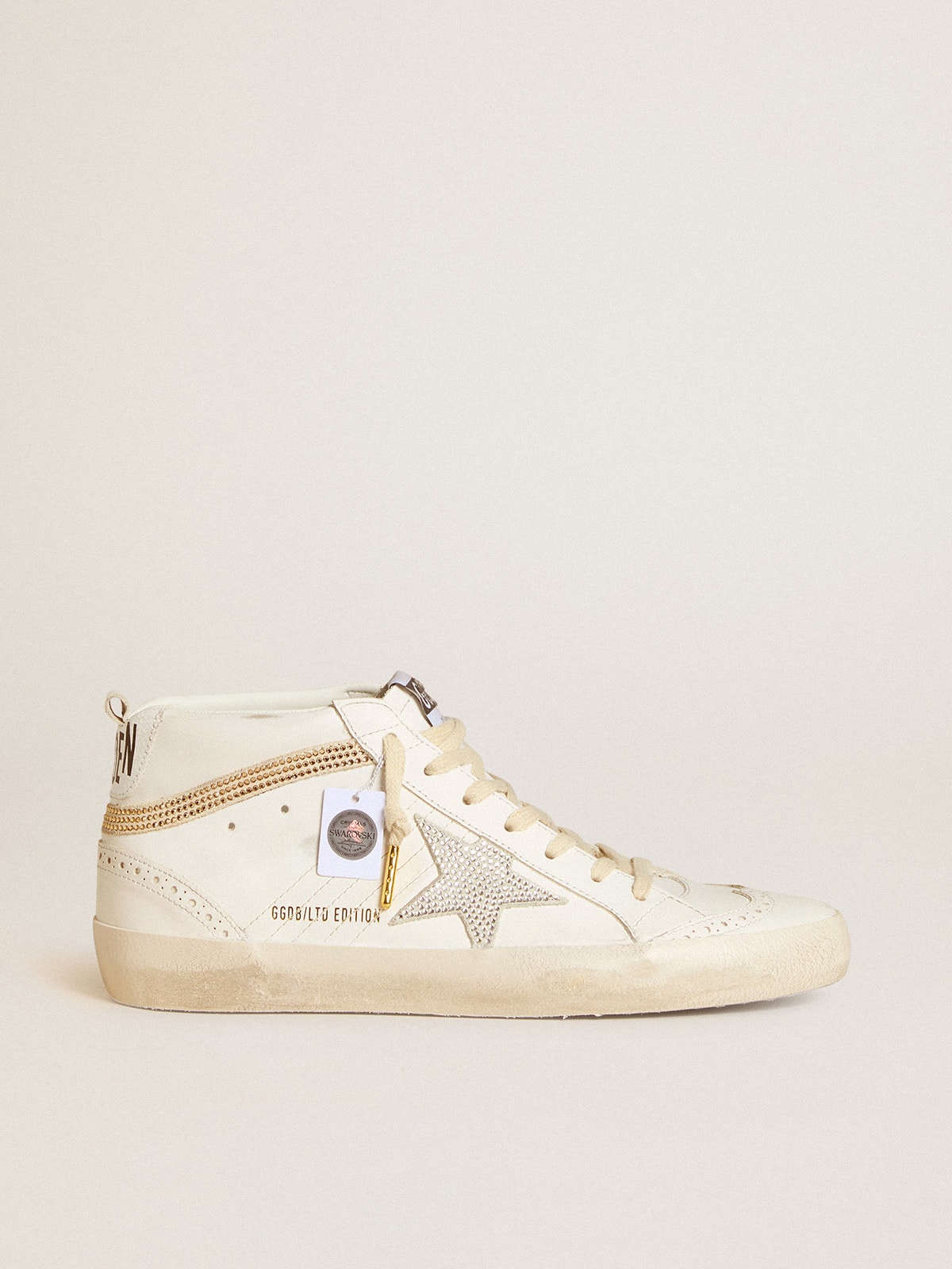 Golden Goose - Mid Star LTD avec étoile et virgule en daim avec cristaux Swarovski in 