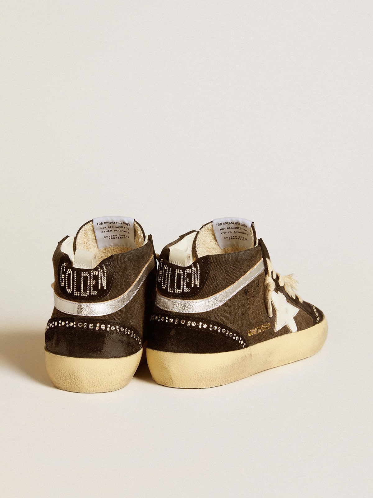 Mid Star LTD in black denim with suede inserts with