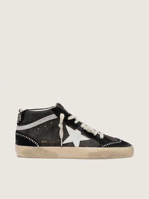 Golden Goose - Mid Star LTD in black denim with suede inserts with Swarovski crystals in 