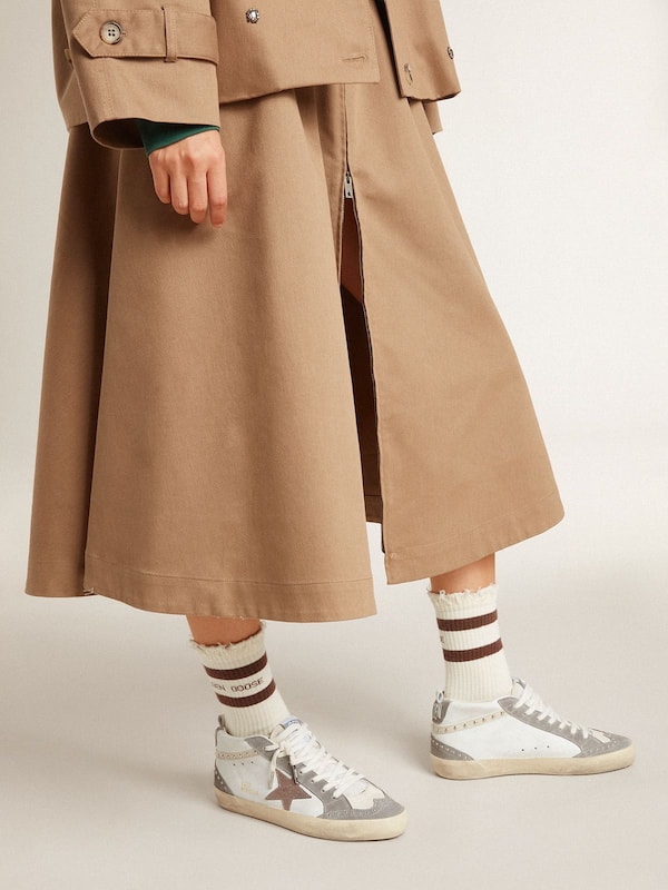 Golden Goose - Women's Mid Star in nappa and suede with light brown metallic leather star in 