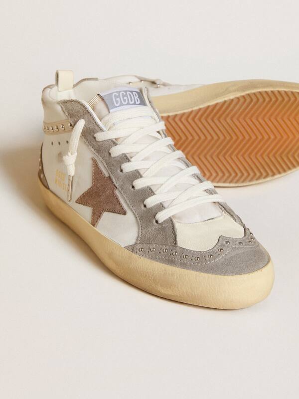 Golden Goose - Women's Mid Star in nappa and suede with light brown metallic leather star in 