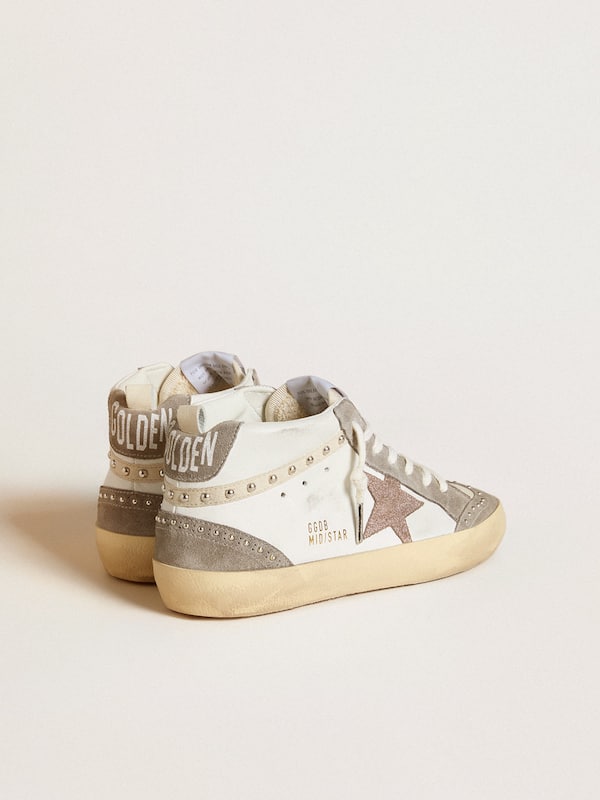 Golden Goose - Women's Mid Star in nappa and suede with light brown metallic leather star in 