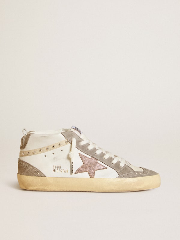 Golden Goose - Women's Mid Star in nappa and suede with light brown metallic leather star in 