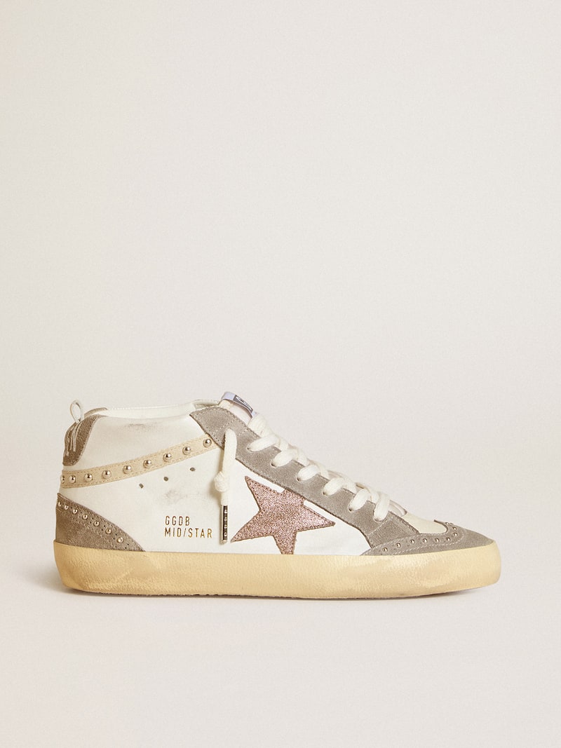 Mid Star in nappa and suede with light brown metallic leather star