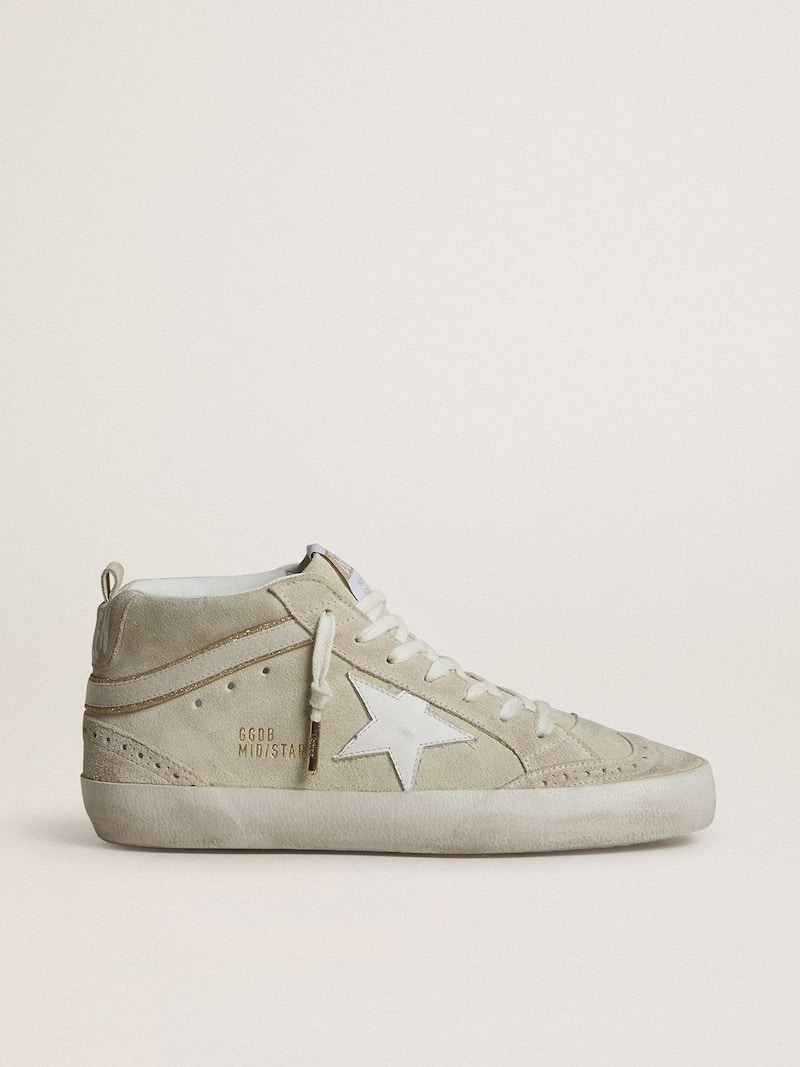 Mid Star en cuir velours gris clair avec étoile en cuir blanc 