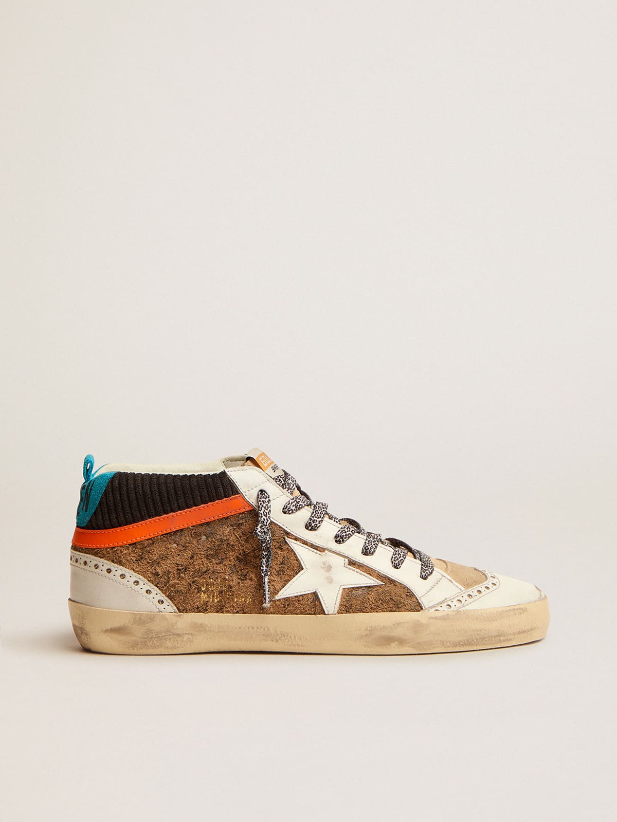 Golden Goose - Mid Star LTD sneakers with leopard-print and corduroy suede upper in 