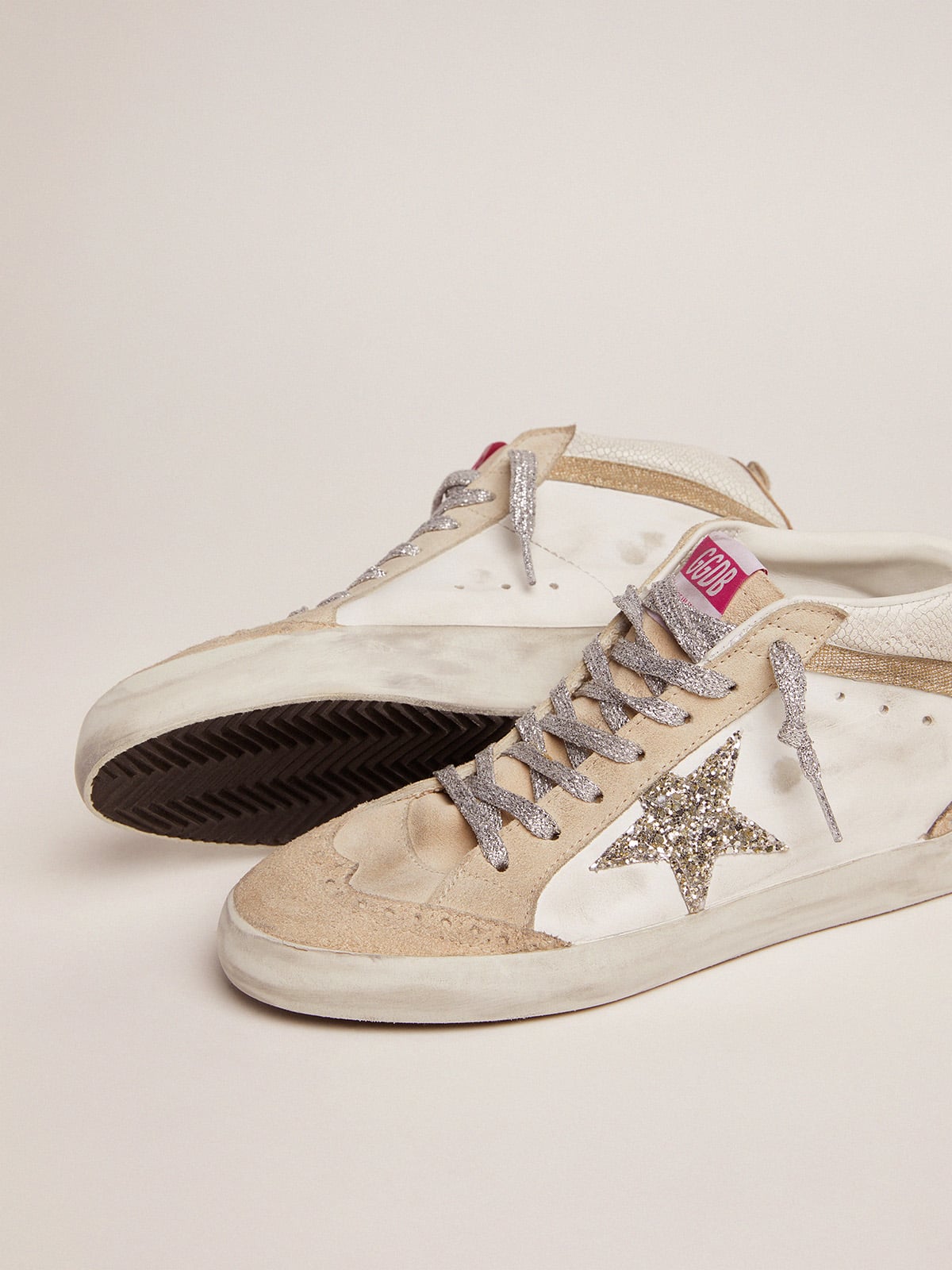 Golden Goose - Mid Star LTD sneakers with light green glitter star   in 