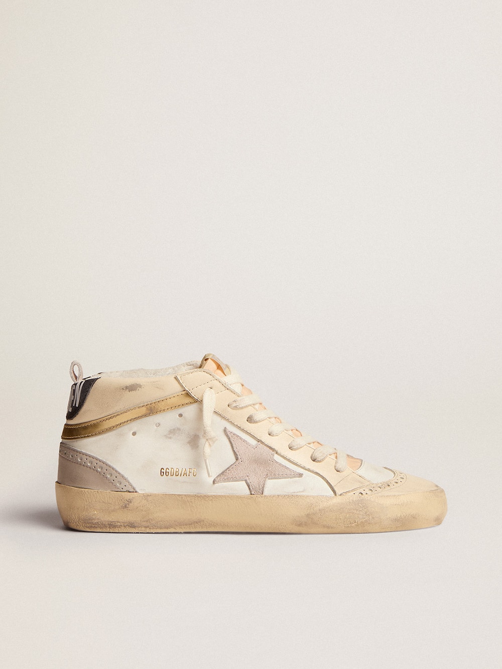 Golden Goose - Women's Mid Star with star in light gray suede and gold flash in 