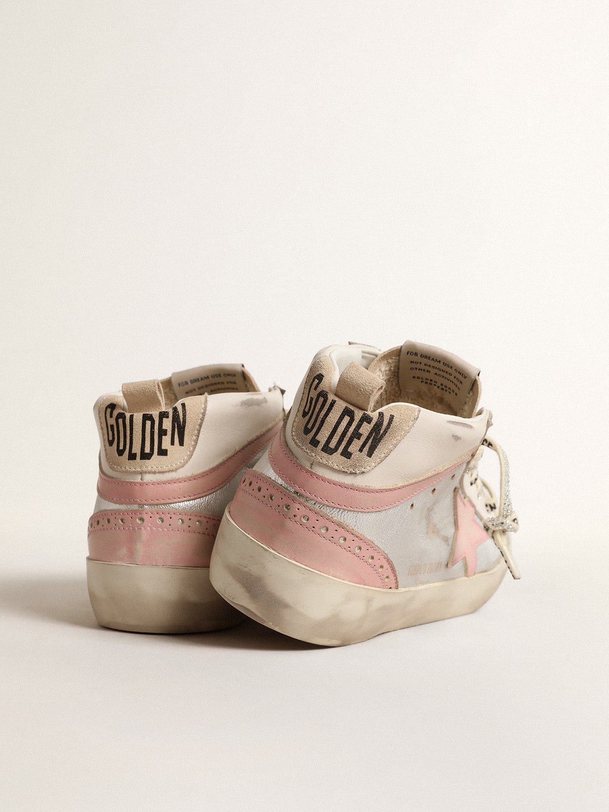 Golden Goose - Mid Star LTD de piel laminada plateada con estrella y detalle de «coma» rosa in 