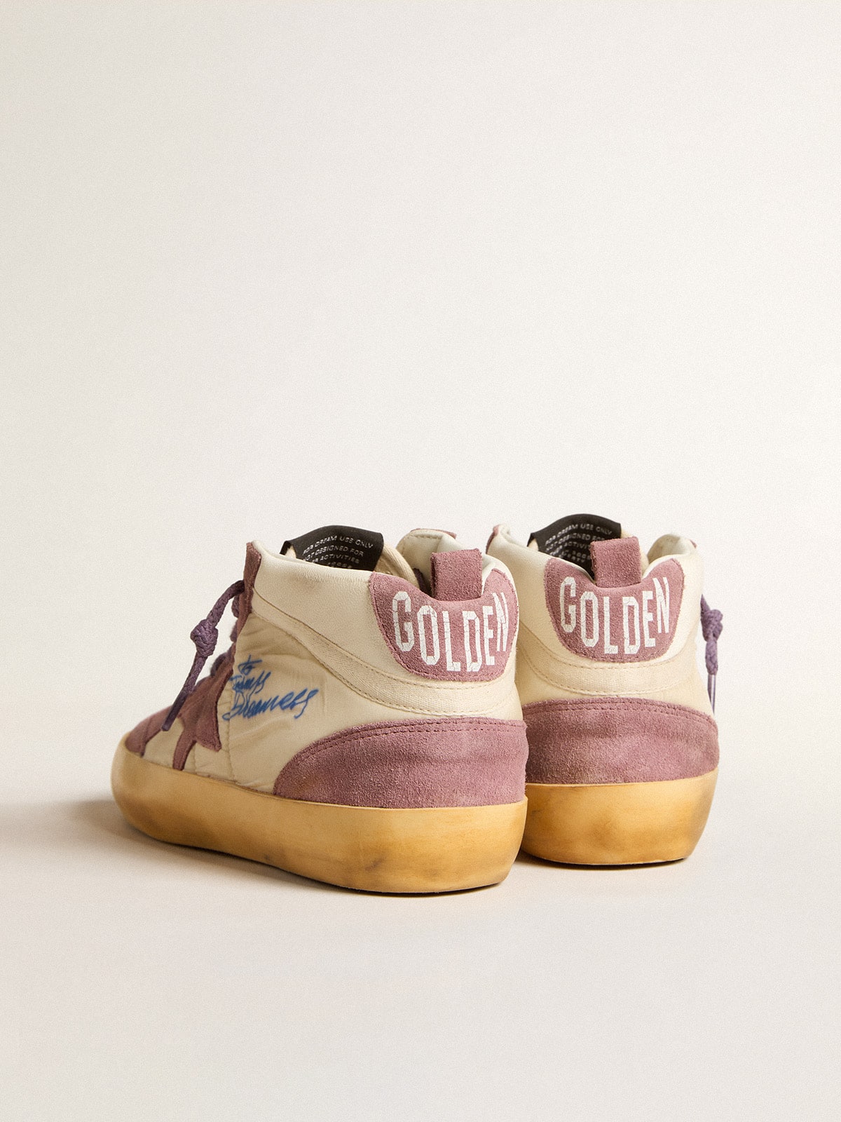 Golden Goose - Mid Star Feminino LAB de náilon e napa com estrela de suede rosa-violáceo claro in 