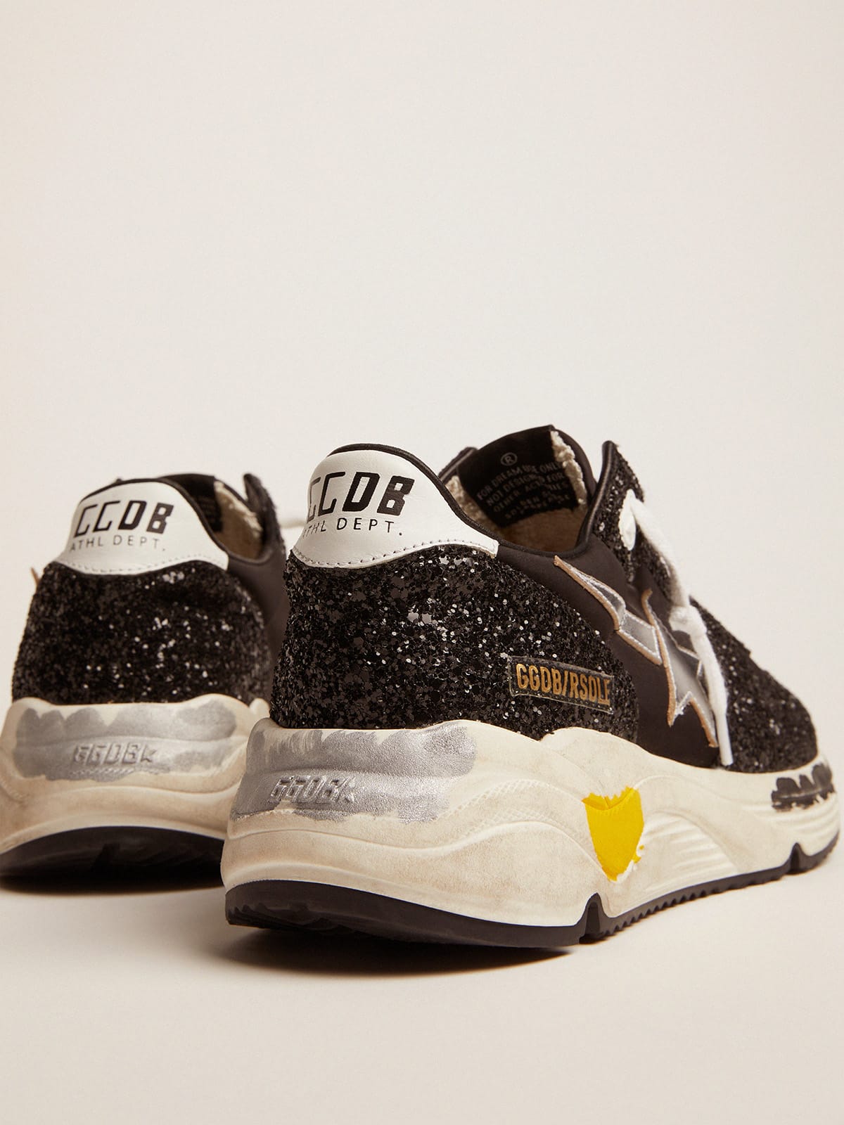 Golden Goose - Running Sole sneakers in black nylon and glitter with silver star   in 