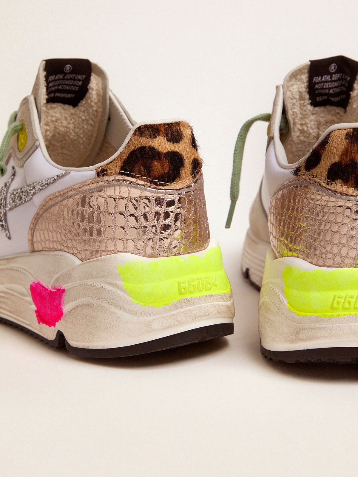 Golden Goose - Running Sole sneakers in suede with glitter and leopard print in 