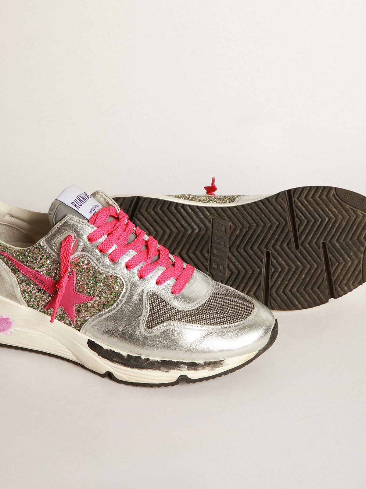 Golden Goose - Running Sole sneakers in metallic leather and glitter in 