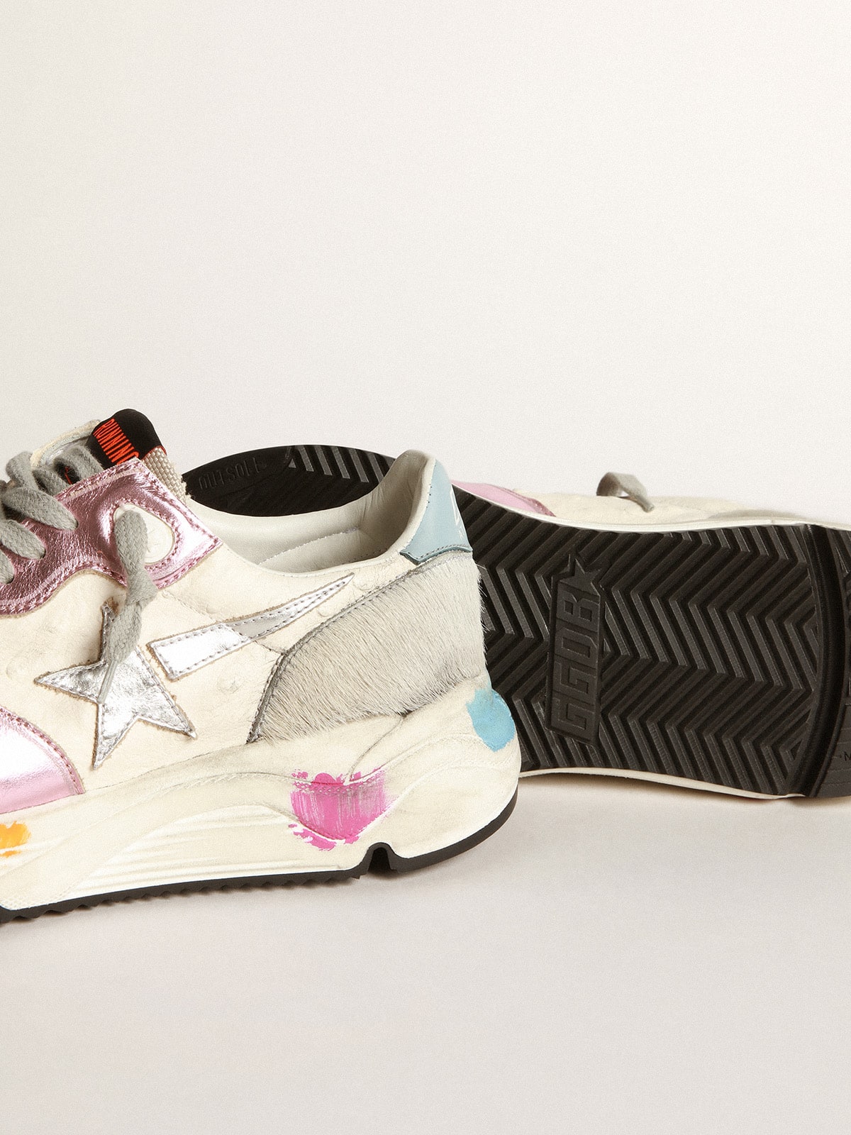 Golden Goose - Running Sole sneakers in laminated pink with silver star in 