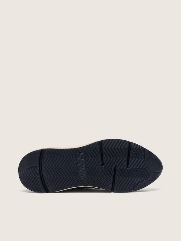 Golden Goose - Running Sole Donna in glitter argento e suede tortora in 