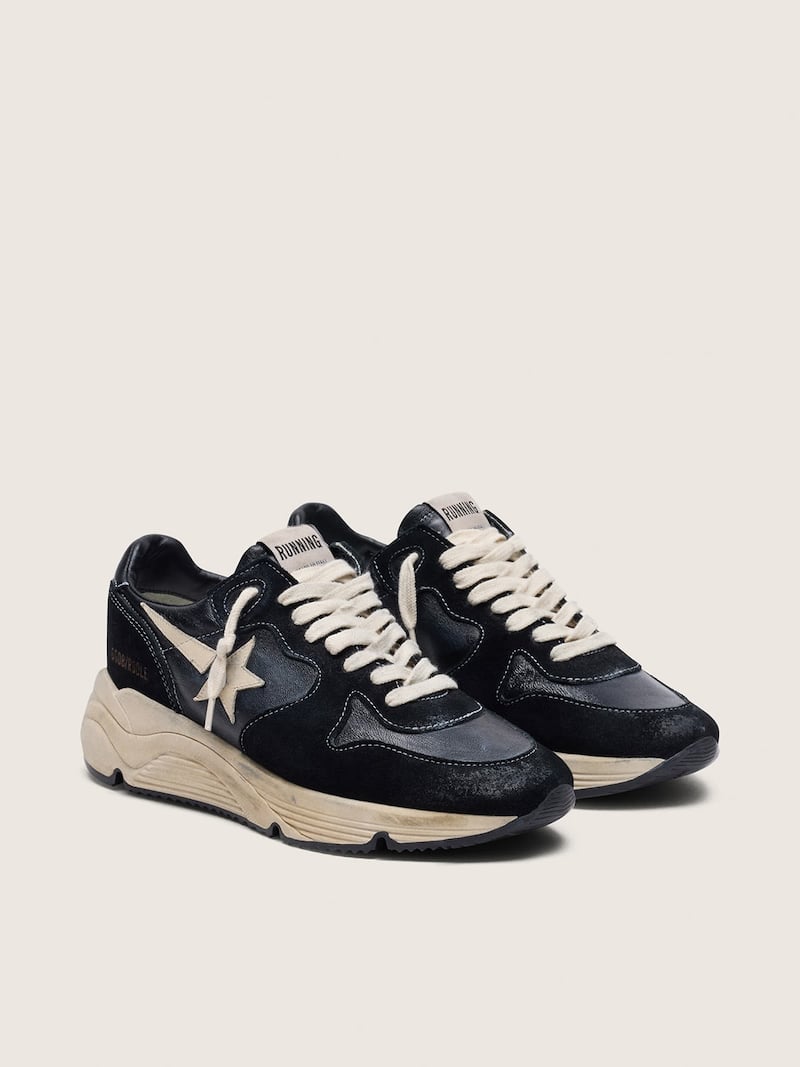 Golden Goose - Running Sole para mujer de napa y ante negros in 