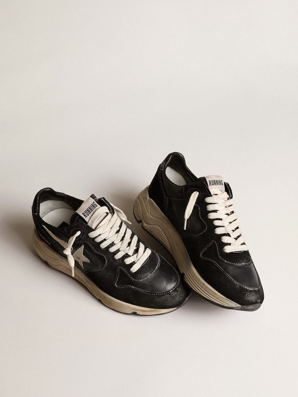 Golden Goose - Running Sole Donna in nappa e suede nere in 