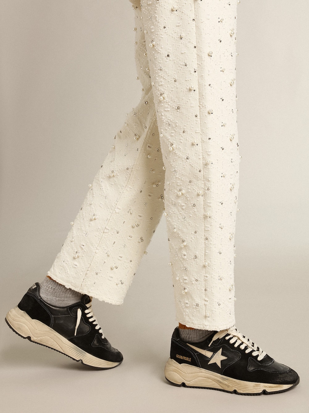 Golden Goose - Running Sole Donna in nappa e suede nere in 