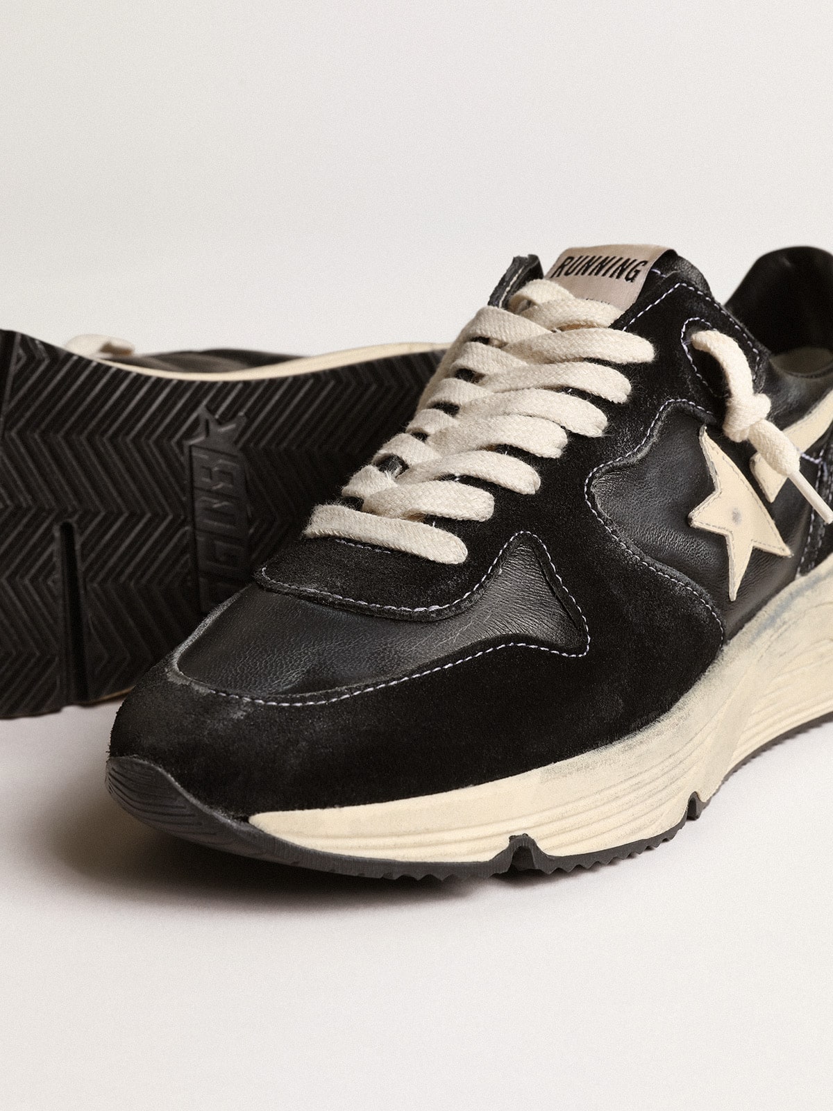 Golden Goose - Running Sole femme en nappa et daim noirs in 