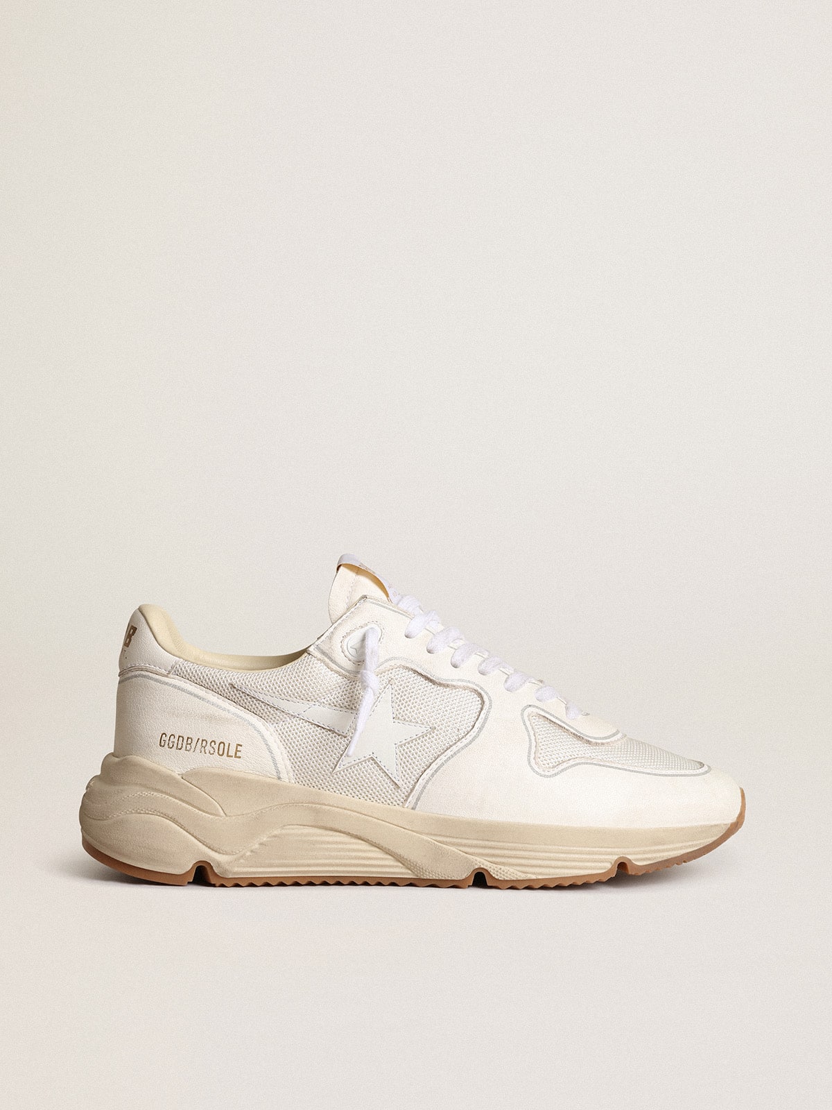 Golden Goose - Running Sole Donna in rete e nappa bianca in 