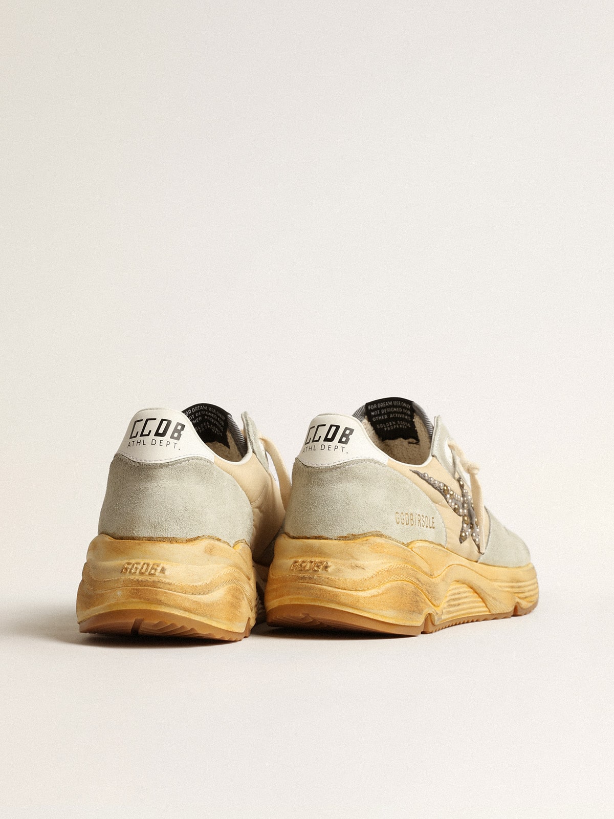 Golden Goose - Women&rsquo;s Running Sole in ice gray with studded suede star in 