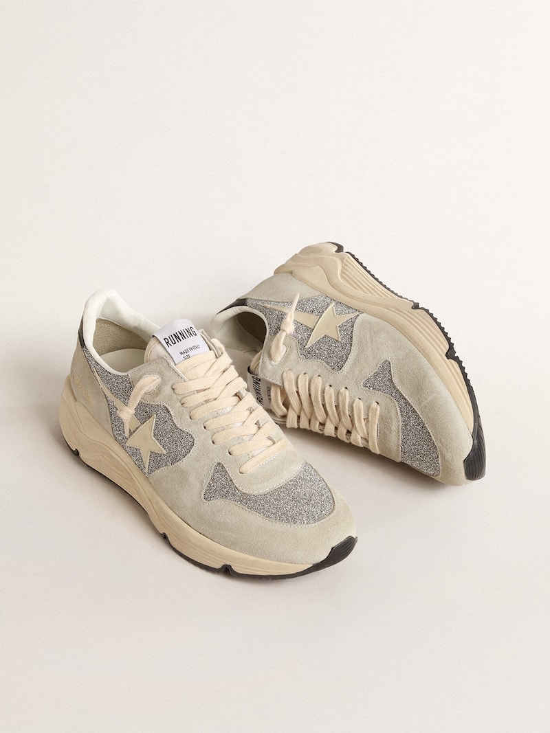Golden Goose - Women's Running Sole embellished with Swarovski crystals and ivory star in 